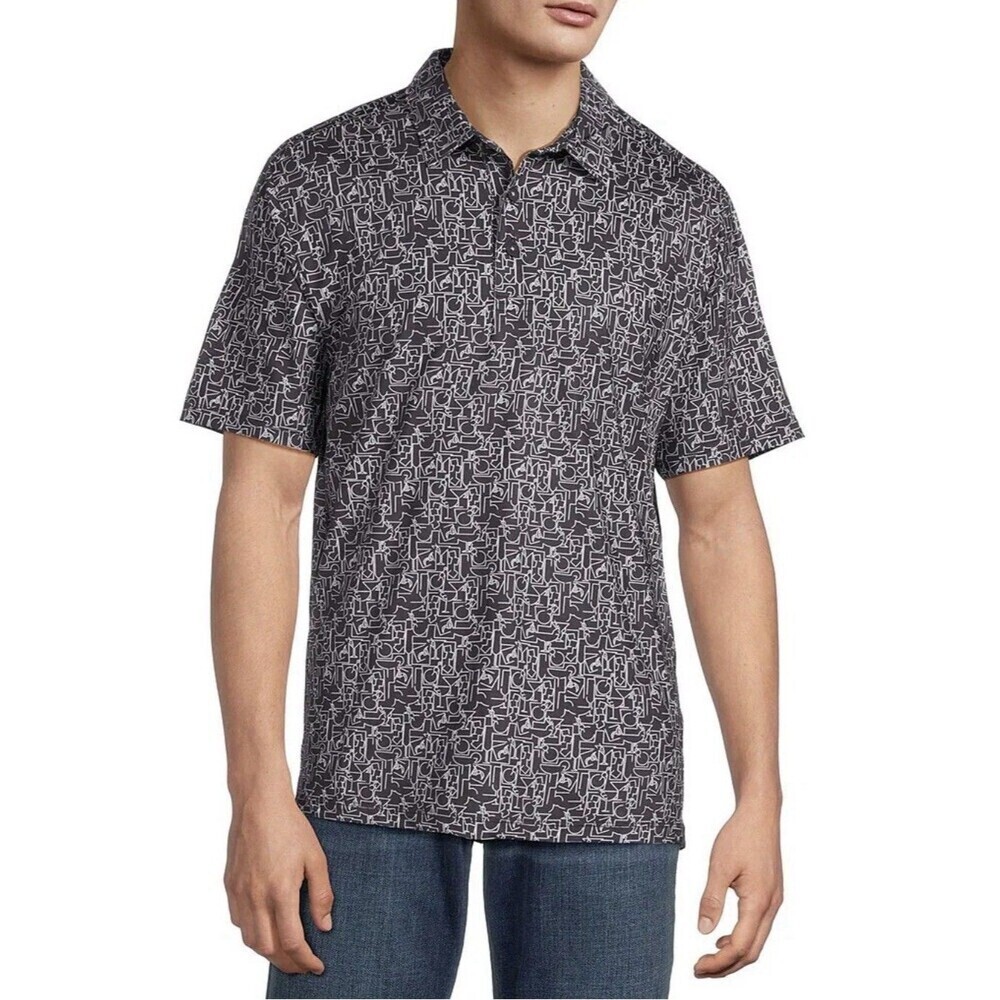 Tommy Bahama Party Mixer Polo Shirt Mens Small Black IslandZone Martini UPF 30